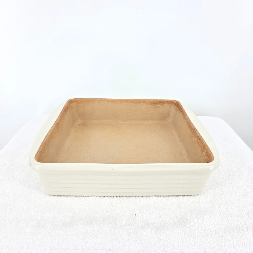 Pampered Chef Family Heritage Stoneware Square Baker New Traditions Cream 9x9